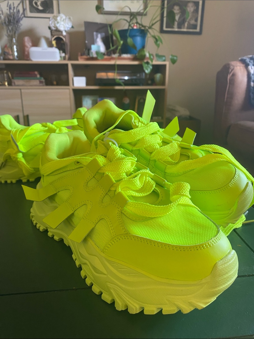Women’s Neon Yellow Athletic Sneakers